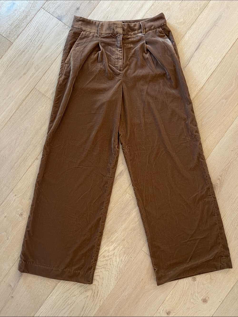 LOFT Brown Velvet-Like High Rise Wide-Leg Pants size 8 NWOT